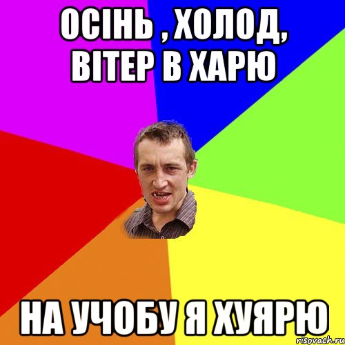 осінь , холод, вітер в харю на учобу я хуярю, Мем Чоткий паца