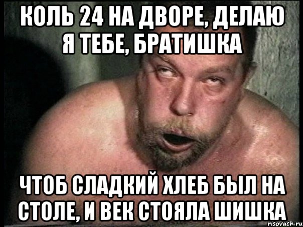 Коль 24 на дворе, Делаю я тебе, братишка Чтоб сладкий хлеб был на столе, и век стояла шишка, Мем пахом