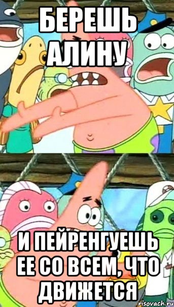 Берешь Алину И пейренгуешь ее со всем, что движется, Мем Патрик (берешь и делаешь)