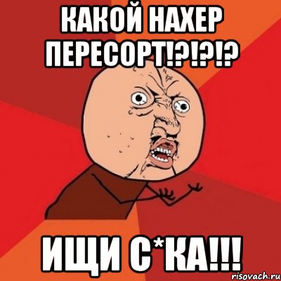 какой нахер пересорт!?!?!? Ищи с*ка!!!, Мем Почему