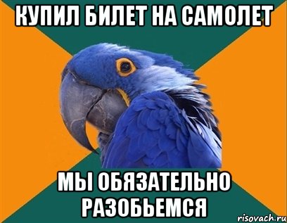 Купил билет на самолет Мы обязательно разобьемся, Мем Попугай параноик