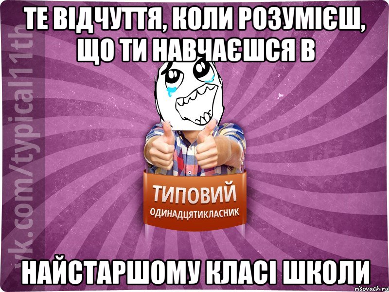 те відчуття, коли розумієш, що ти навчаєшся в найстаршому класі школи