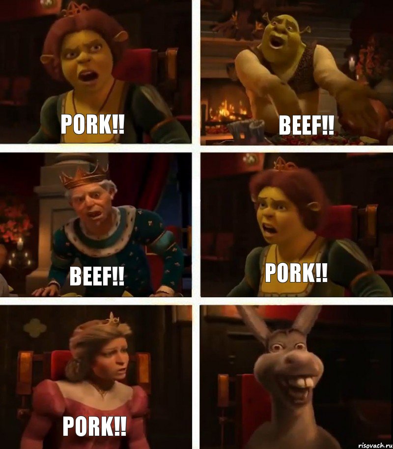 PORK!! BEEF!! PORK!! BEEF!! PORK!! , Комикс  Шрек Фиона Гарольд Осел