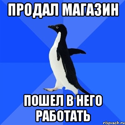 Продал магазин Пошел в него работать, Мем  Социально-неуклюжий пингвин