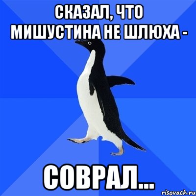 Сказал, что Мишустина не шлюха - Соврал..., Мем  Социально-неуклюжий пингвин