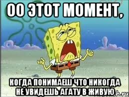 ОО ЭТОТ МОМЕНТ, КОГДА ПОНИМАЕШ ЧТО НИКОГДА НЕ УВИДЕШЬ АГАТУ В ЖИВУЮ, Мем Спанч Боб плачет