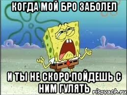 КОГДА МОЙ БРО ЗАБОЛЕЛ И ТЫ НЕ СКОРО ПОЙДЕШЬ С НИМ ГУЛЯТЬ, Мем Спанч Боб плачет