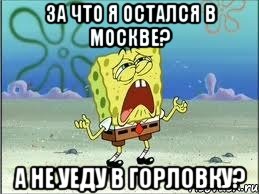 За что я остался В Москве? А не уеду в Горловку?, Мем Спанч Боб плачет