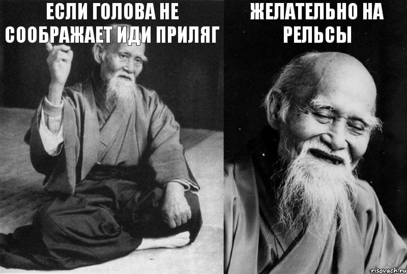 Если голова не соображает иди приляг  Желательно на рельсы , Комикс Мудрец-монах (4 зоны)