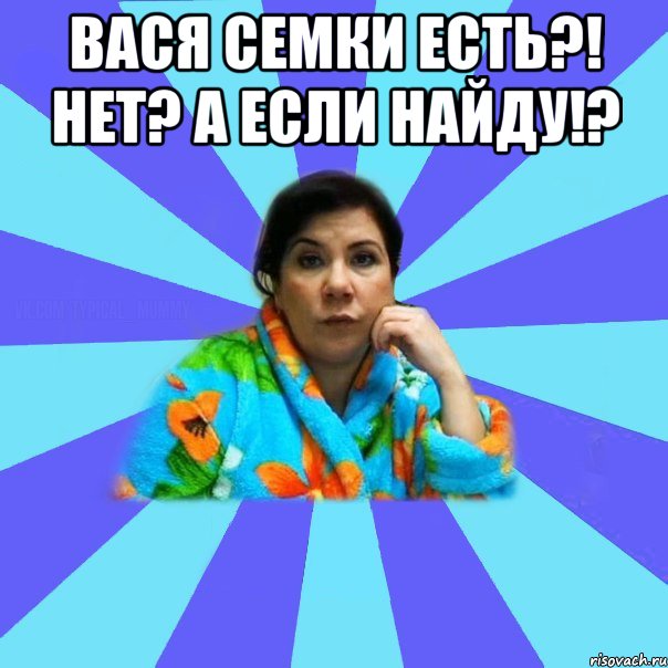 Вася семки есть?! Нет? А если найду!? , Мем типичная мама