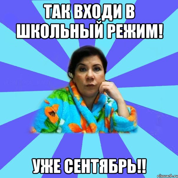 Так входи в школьный режим! Уже сентябрь!!, Мем типичная мама