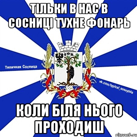 ТІЛЬКИ В НАС В СОСНИЦІ ТУХНЕ ФОНАРЬ КОЛИ БІЛЯ НЬОГО ПРОХОДИШ