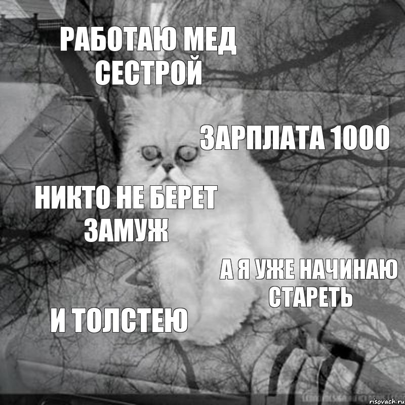 Работаю мед сестрой Зарплата 1000 Никто не берет замуж А я уже начинаю стареть И толстею