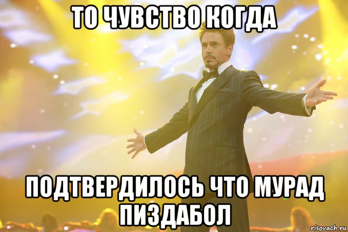 То чувство когда Подтвердилось что мурад пиздабол, Мем Тони Старк (Роберт Дауни младший)