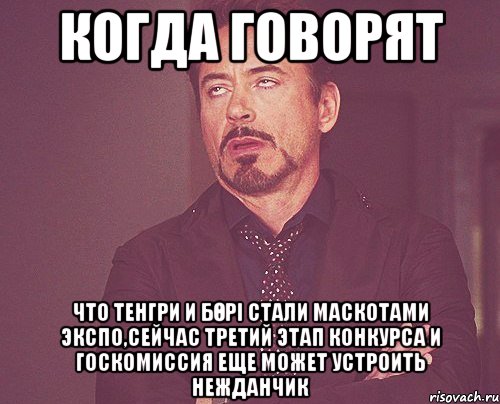 когда говорят что тенгри и бөрі стали маскотами ЭКСПО,Сейчас третий этап конкурса и госкомиссия еще может устроить нежданчик, Мем твое выражение лица