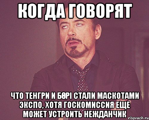 когда говорят что тенгри и бөрі стали маскотами ЭКСПО, хотя госкомиссия еще может устроить нежданчик, Мем твое выражение лица