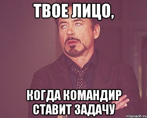 Твое лицо, Когда командир ставит задачу, Мем твое выражение лица