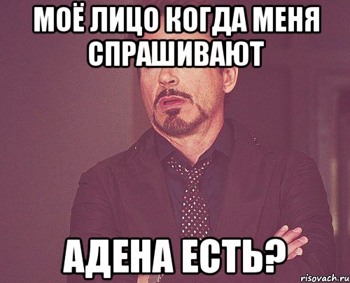 МОЁ ЛИЦО КОГДА МЕНЯ СПРАШИВАЮТ АДЕНА ЕСТЬ?, Мем твое выражение лица