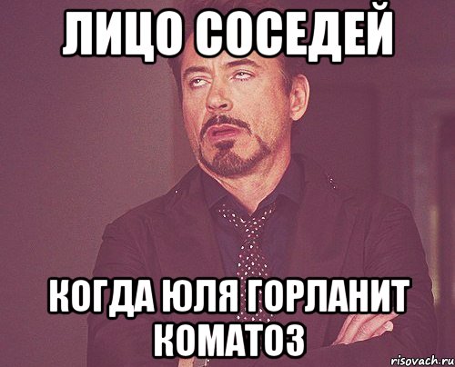 Лицо соседей Когда Юля горланит коматоз, Мем твое выражение лица