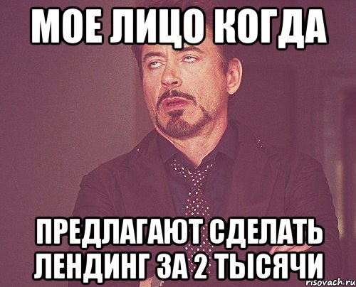Мое лицо когда предлагают сделать лендинг за 2 тысячи, Мем твое выражение лица