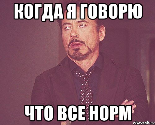 когда я говорю что все норм, Мем твое выражение лица