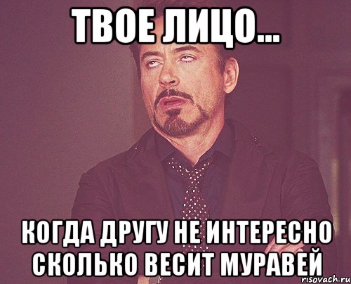 Твое лицо... Когда другу не интересно сколько весит муравей, Мем твое выражение лица