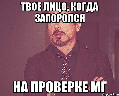 Твое лицо, когда запоролся На проверке МГ, Мем твое выражение лица