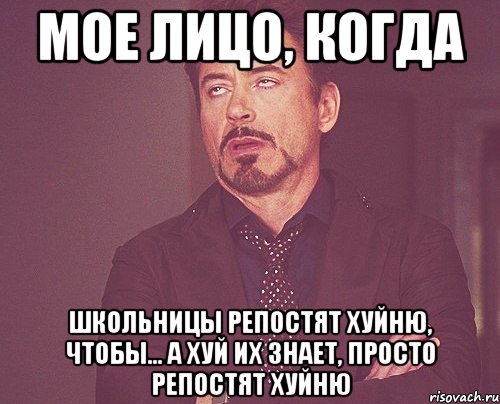 Мое лицо, когда Школьницы репостят хуйню, чтобы... а хуй их знает, просто репостят хуйню, Мем твое выражение лица