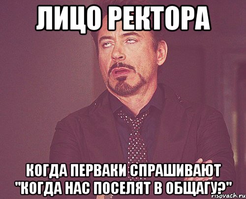 Лицо Ректора Когда перваки спрашивают "Когда нас поселят в общагу?", Мем твое выражение лица