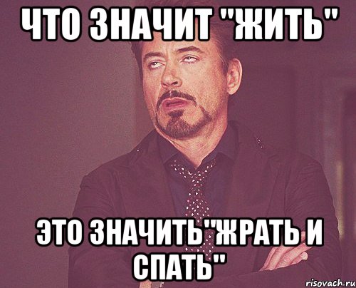 что значит "жить" это значить"жрать и спать", Мем твое выражение лица