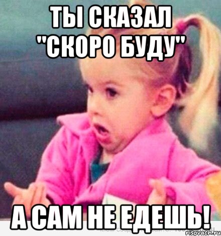 ты сказал "скоро буду" а сам не едешь!, Мем  Ты говоришь (девочка возмущается)