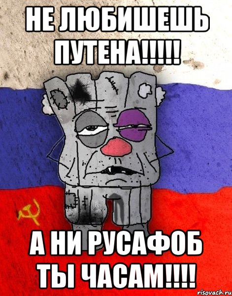 НЕ ЛЮБИШЕШЬ ПУТЕНА!!!!! А НИ РУСАФОБ ТЫ ЧАСАМ!!!!