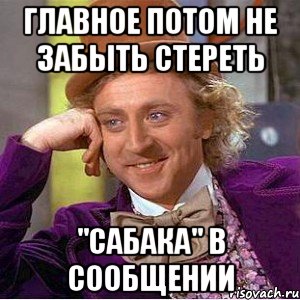 главное потом не забыть стереть "сабака" в сообщении, Мем Ну давай расскажи (Вилли Вонка)