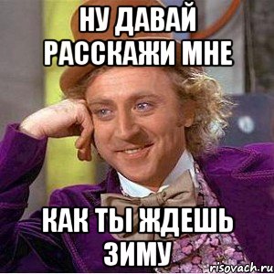 ну давай расскажи мне как ты ждешь зиму, Мем Ну давай расскажи (Вилли Вонка)