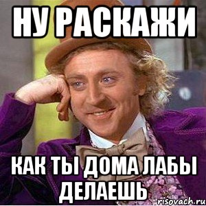 Ну раскажи Как ты дома лабы делаешь, Мем Ну давай расскажи (Вилли Вонка)