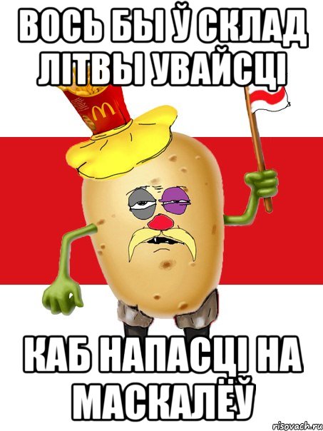 вось бы ў склад Літвы увайсці каб напасці на маскалёў, Мем  Змагар