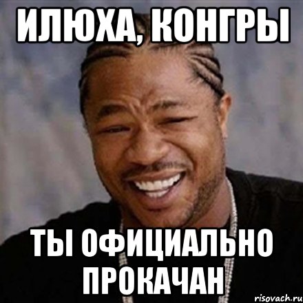 Илюха, конгры ты официально прокачан, Мем xzibit