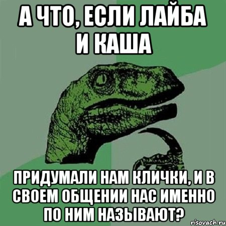 А что, если Лайба и Каша придумали нам клички, и в своем общении нас именно по ним называют?, Мем Филосораптор