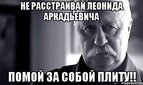 Не расстраивай Леонида Аркадьевича Помой за собой плиту!!, Мем Не огорчай Леонида Аркадьевича