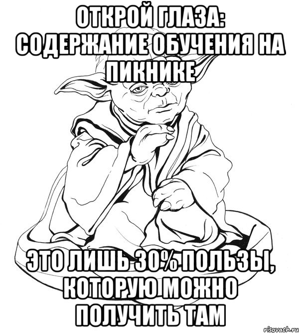 открой глаза: содержание обучения на пикнике это лишь 30% пользы, которую можно получить там, Мем Мастер Йода