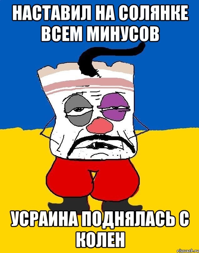 Наставил на солянке всем минусов Усраина поднялась с колен, Мем Западенец - тухлое сало