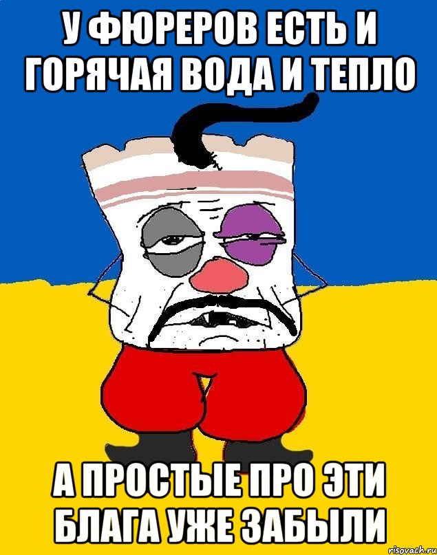 У фюреров есть и горячая вода и тепло А простые про эти блага уже забыли, Мем Западенец - тухлое сало