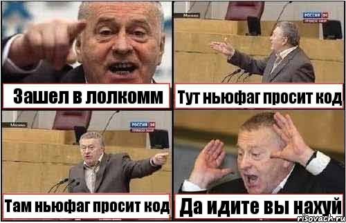 Зашел в лолкомм Тут ньюфаг просит код Там ньюфаг просит код Да идите вы нахуй, Комикс жиреновский