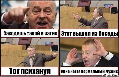 Заходишь такой в чатик Этот вышел из беседы Тот психанул Одна Настя нормальный мужик!, Комикс жиреновский