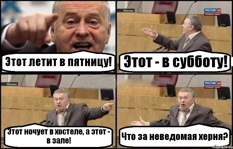 Этот летит в пятницу! Этот - в субботу! Этот ночует в хостеле, а этот - в зале! Что за неведомая херня?, Комикс Жириновский