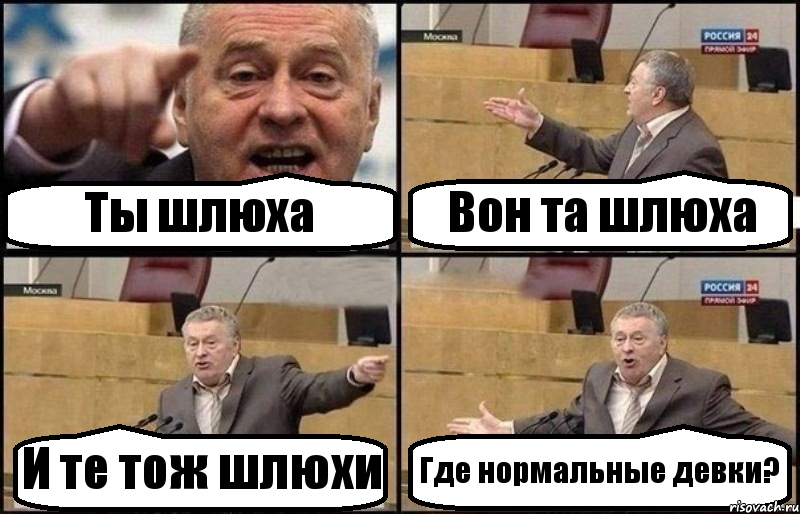 Ты шлюха Вон та шлюха И те тож шлюхи Где нормальные девки?, Комикс Жириновский