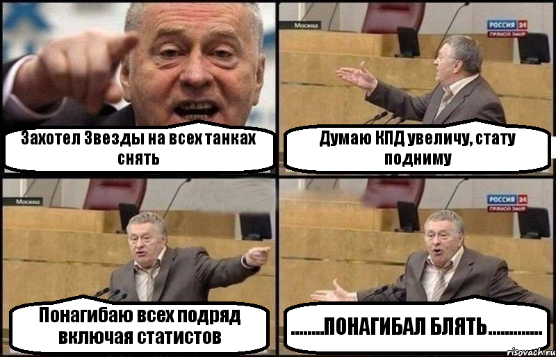 Захотел Звезды на всех танках снять Думаю КПД увеличу, стату подниму Понагибаю всех подряд включая статистов ........ПОНАГИБАЛ БЛЯТЬ............., Комикс Жириновский