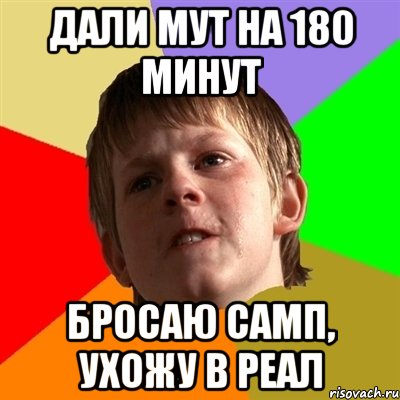 дали мут на 180 минут бросаю самп, ухожу в реал, Мем Злой школьник