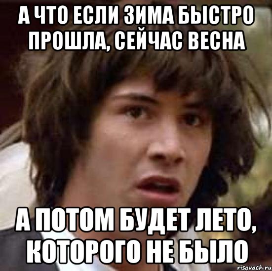 А что если зима быстро прошла, сейчас весна А потом будет лето, которого не было, Мем А что если (Киану Ривз)