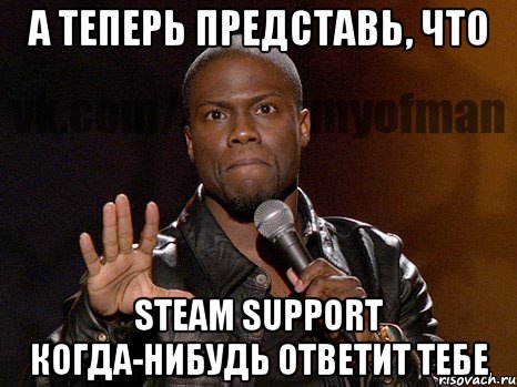 А теперь представь, что steam support когда-нибудь ответит тебе, Мем  А теперь представь